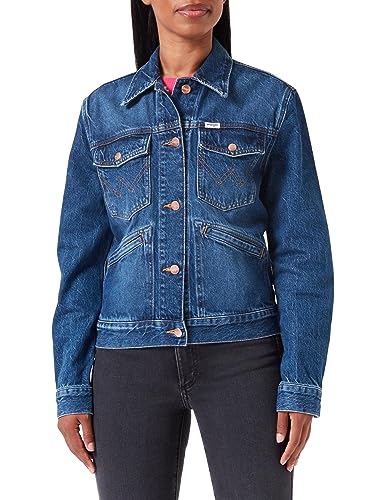 Wrangler Damen Regular Heritage Denim Jacket, DARK WASH, L EU von Wrangler