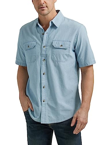 Wrangler Authentics Herren Authentics Men's Short Sleeve Classic Woven Shirt Hemd, Light Chambray, XL EU von Wrangler Authentics