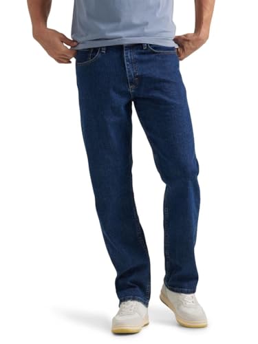 Wrangler Authentics Herren Comfort Flex Waist Relaxed Fit Jeans, Dark Stonewash, 44W / 34L von Wrangler Authentics