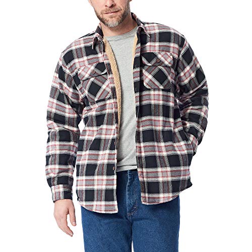 Wrangler Authentics Herren Langärmelige Hemdjacke mit Sherpa-Futter Hemd mit Button-Down-Kragen, Caviar, L von Wrangler Authentics