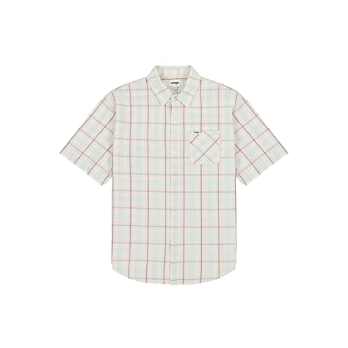 Wrangler Men's 1PKT Half Placket Shirt, Pink, Large von Wrangler