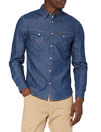 Wrangler Herren Dark Stone LS Western Shirt Freizeithemd, L, L von Wrangler