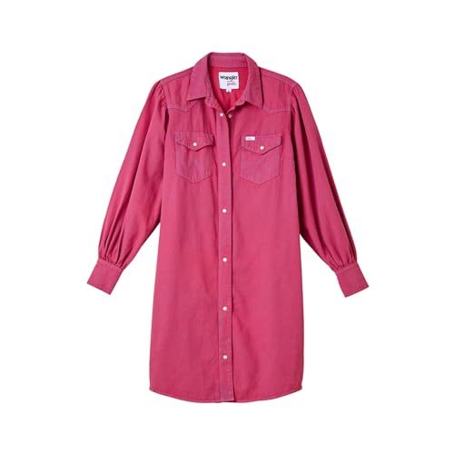 Wrangler Barbie Shirt Dress Frauen Kurzes Kleid pink S 100% Baumwolle Basics, Streetwear von Wrangler