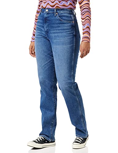 Wrangler Women's Mom Straight Jeans, Smoke SEA, 33W / 32L von Wrangler