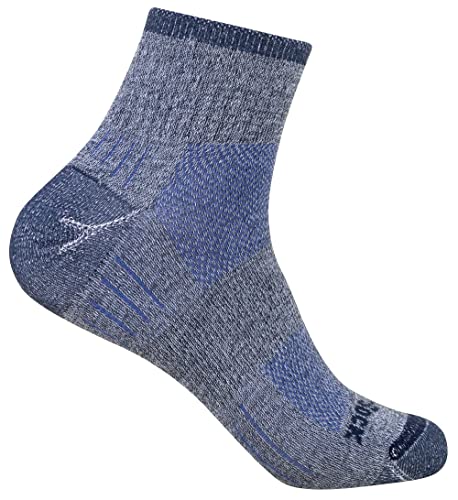 Wrightsock Profi Sportsocke, Wandersocke in blau grau, Modell Escape, Anti-Blasen-System, doppel-lagig, Quarter (knöchelhoch), Gr. L von Wrightsock