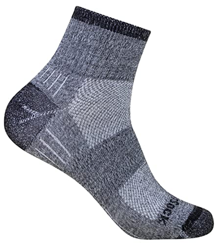 Wrightsock Profi Sportsocke, Wandersocke in grau dunkelgrau, Modell Escape, Anti-Blasen-System, doppel-lagig, Quarter (knöchelhoch), Gr. S von Wrightsock