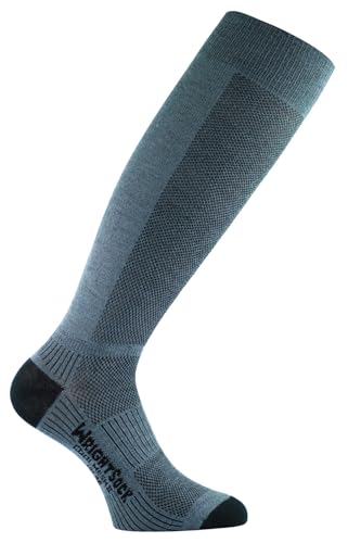 Wrightsock Profi Sportsocke, optimal für Ski- oder Militärstiefel, Modell Coolmesh II in grau, Anti-Blasen-System, Socke doppel-lagig, Socken sind extra lang, Gr. L von Wrightsock