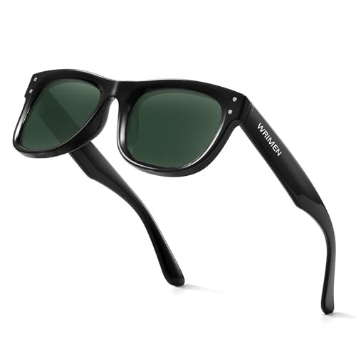 Wrimen Polarisiert-Sonnenbrille-Unisex-Sonnenbrille-Herren-Damen-Sonnenbrillen-Sonnenbrille Schwarz-UV400 Schutz Retro Klassische Polarisierte Sonnen brille für Reisen Camping von Wrimen