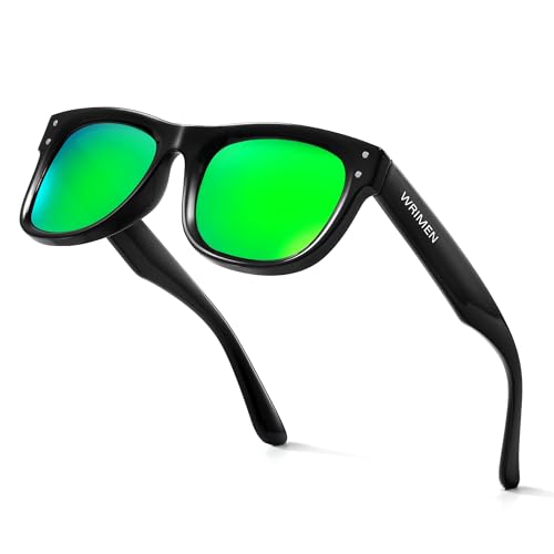 Wrimen Polarisiert-Sonnenbrille-Unisex-Sonnenbrille-Herren-Damen-Sonnenbrillen-Sonnenbrille Schwarz-UV400 Schutz Retro Klassische Polarisierte Sonnen brille für Reisen Camping von Wrimen