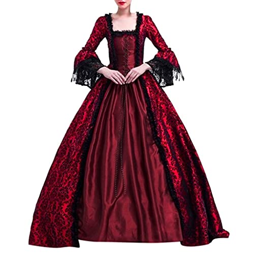 Writtian Karneval Fasching Damen Mittelalterliche Kleid mit Trompetenärmel Mittelalter Party Kostüm Cosplay Gothic Retro Kleid Party Kostüm Viktorianischen Königin Kleider Kleidung Partykleider von Writtian