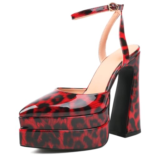 Wtharosa Sexy wasserdichte Plateau Sandalen Damen Chunky Heel Spitz Zehen Geschlossene Zehen PU Oben Gummisohle Casual Schuhe für Frühling und Sommer,Rot,43 EU Wtharosa Sexy wasserdichte Plateau Sandalen Damen Chunky Heel Spitz Zehen Geschlossene Zehen PU Oben Gummisohle Casual Schuhe für Frühling und Sommer,Rot,43 EU von Wtharosa
