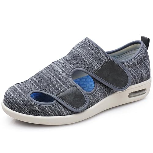 Ältere diabetische Fußödemschuhe Sandalen Klettverstellbare Herren- und Damenhausschuhe Spezialschuhe Gesundheitsschuhe Präventionsschuhe,Dark Gray mixed-40 EU von Wttagkl