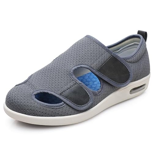 Ältere diabetische Fußödemschuhe Sandalen Klettverstellbare Herren- und Damenhausschuhe Spezialschuhe Gesundheitsschuhe Präventionsschuhe,Dark gray-39 EU von Wttagkl