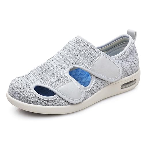 Ältere diabetische Fußödemschuhe Sandalen Klettverstellbare Herren- und Damenhausschuhe Spezialschuhe Gesundheitsschuhe Präventionsschuhe,Light Gray mixed-36 EU von Wttagkl