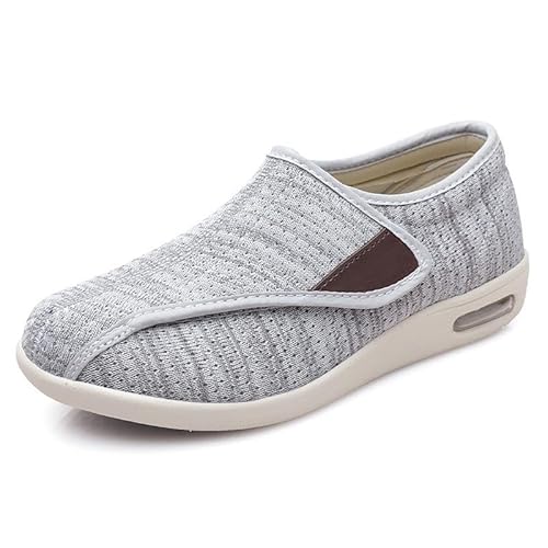 Diabetische Fußödemschuhe für ältere Menschen, lässige Netzschuhe, Gesundheitsschuhe, Präventionsschuhe, Herren- und Damenhausschuhe, Spezialschuhe zur Gewichtsreduktion,light gray mixed yarn-36 EU von Wttagkl