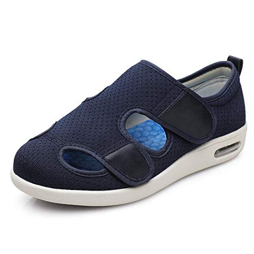Wttagkl® Ältere diabetische Fußödem-Schuh-Patch-Sandalen, verstellbare Herren- und Damen-Hausschuhe, spezielle Schuhe, Gesundheitsschuhe, Präventionsschuhe,dark blue-48 EU von Wttagkl