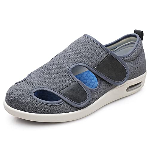 Wttagkl® Ältere diabetische Fußödem-Schuh-Patch-Sandalen, verstellbare Herren- und Damen-Hausschuhe, spezielle Schuhe, Gesundheitsschuhe, Präventionsschuhe,dark gray-37 EU von Wttagkl