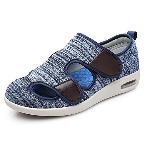 Wttagkl® Ältere diabetische Fußödem-Schuh-Patch-Sandalen, verstellbare Herren- und Damen-Hausschuhe, spezielle Schuhe, Gesundheitsschuhe, Präventionsschuhe,light blue mixed-37 EU von Wttagkl