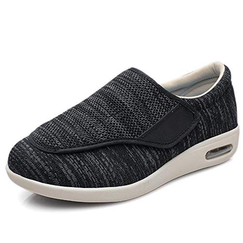 Wttagkl® Diabetische Fußödem-Schuhe für ältere Menschen, lässige Netzschuhe, Herren- und Damen-Hausschuhe, Spezialschuhe, Gesundheitsschuhe, präventive Schuhe, black gray-44 EU von Wttagkl