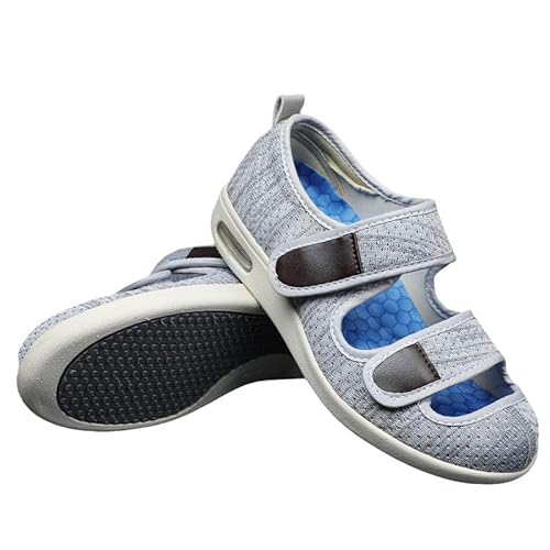 Wttagkl® Diabetische Fußödemschuhe für ältere Menschen, Klettsandalen, verstellbare Herren- und Damenhausschuhe, Spezialschuhe, Gesundheitsschuhe, Präventionsschuhe,light gray mixed-36 EU von Wttagkl