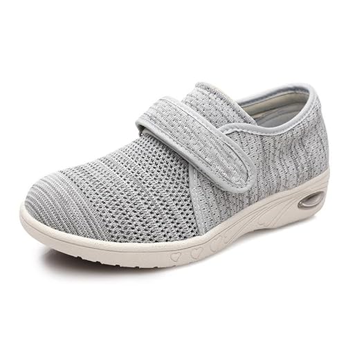 Wttagkl® Diabetische Fußödemschuhe für ältere Menschen, lässige Netzschuhe, Gesundheitsschuhe, Präventionsschuhe, Herren- und Damenhausschuhe, Spezialschuhe,light gray mixed yarn-36 EU von Wttagkl