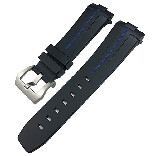 Wtukmo Gummi-Uhrenarmband mit gebogenem Ende, 24 mm, passend für Panerai PAM441/1312/00111, Edelstahl-Armband mit Schmetterlingsschnalle, Silikon-Sportarmband, 24 mm, Achat von Wtukmo