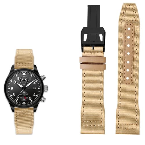 Wtukmo Nylon-Lederarmband, 20 mm, 21 mm, 22 mm, passend für IWC Le Petit Prince Big Pilot Top Gun IW3777, schwarzes Sport-Leinenarmband, 20 mm, Achat von Wtukmo