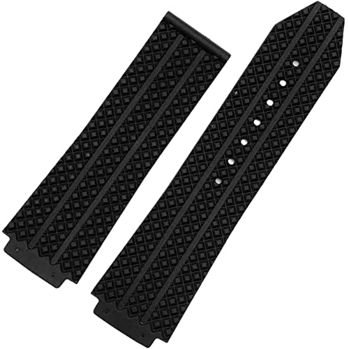 Wtukmo Uhrenarmband aus Silikonkautschuk, 25 x 19 mm, 25 x 17 mm, für Hublot-Armband für Big Bang Watch, Schmetterlingsschnalle, Logo-Werkzeuge, Schwarz, With black buckle, Achat von Wtukmo