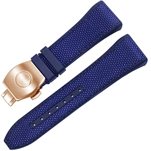 Wtukmo Uhrenarmband für Franck Muller V45 Serie, 28 mm, Nylon, Echtleder, Silikon, Schwarz / Blau, 28mm, Achat von Wtukmo