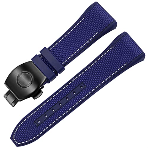 Wtukmo Uhrenarmband für Franck Muller V45 Serie, 28 mm, Nylon, Echtleder, Silikon, Schwarz / Blau, 28mm, Achat von Wtukmo