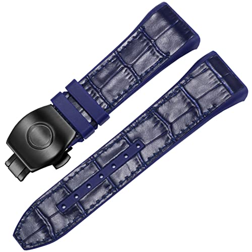 Wtukmo Uhrenarmband für Franck Muller V45 Serie, 28 mm, Nylon, Echtleder, Silikon, Schwarz / Blau, 28mm, Achat von Wtukmo