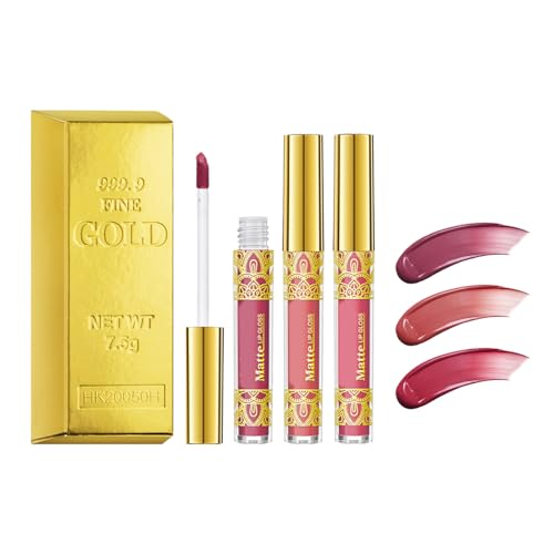 3Pcs Flüssigen Lippenstift Set Farben Nicht Stick Tasse Wasserdicht Lip Gloss Langlebig Lip Make Up Geschenk Set Für Frauen Matte Lip Gloss von WuLi77