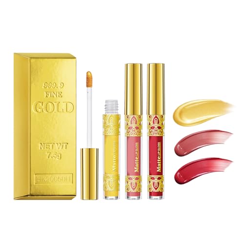 3Pcs Flüssigen Lippenstift Set Farben Nicht Stick Tasse Wasserdicht Lip Gloss Langlebig Lip Make Up Geschenk Set Für Frauen Matte Lip Gloss von WuLi77