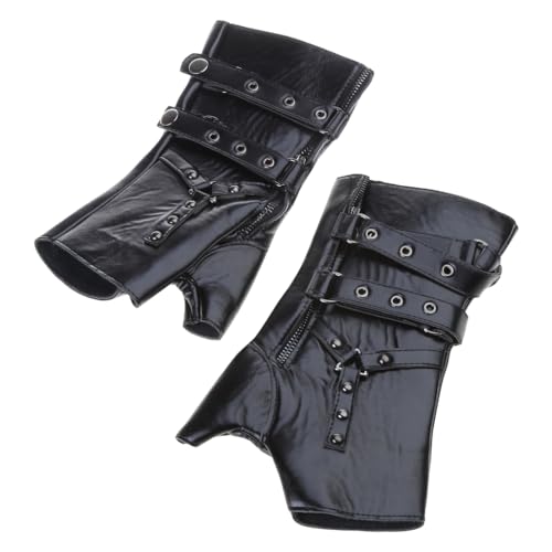 WuLi77 Mittelalterliche Rüstungshandschuhe Breite Manschetten Armschienen Herren Steampunk Ritter Armband Armschützer Cosplay Kostüm Herren Halbfinger Handschuhe von WuLi77