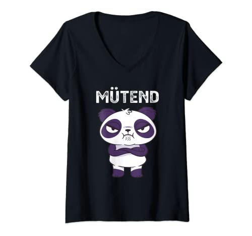 Damen Wütender Panda mütend T-Shirt mit V-Ausschnitt von Wütender Panda mütend