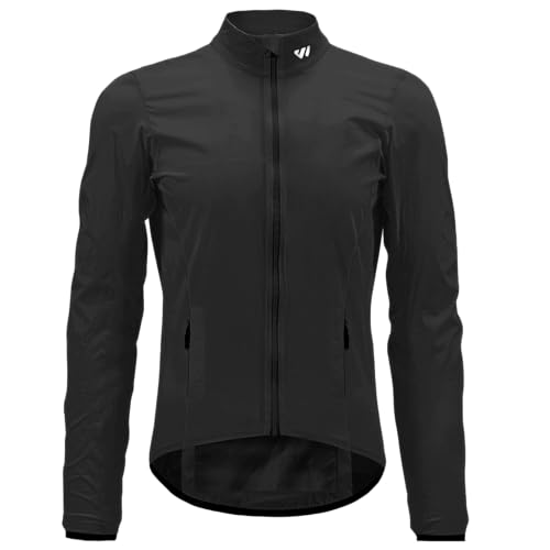 Wulibike Fahrradjacke Herren Windbreaker Wasserdichte leichte verpackbare Jacke mit Taschen und reflektierenden Streifen Schwarz L von Wulibike