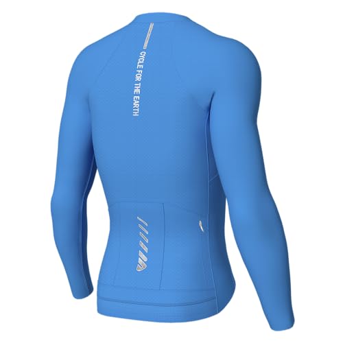 Wulibike Rennrad Trikot Herren Langarm，Langarm Fahrrad Shirt Fahrradbekleidung Mit 3+1 Rückentaschen UPF 50+ Durchgehendem Reißverschluss,blau M von Wulibike