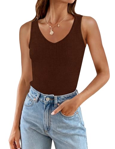 Damen 2024 Gerippte Tanktops Ärmellose V Ausschnitt Oberteil Lässige Sexy Schmale Passform Basic Eng Shirts Tank Tops Damen 2024 Gerippte Tanktops Ärmellose V Ausschnitt Oberteil Lässige Sexy Schmale Passform Basic Eng Shirts Tank Tops von Wulitaotao