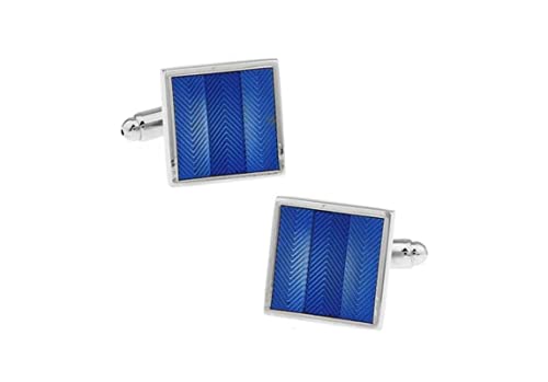 Cufflinks for Men Blue, Manschettenknöpfe Quadrat Messing 15X15MM für Männer Vater Freund Tuxedo Shirt von Wycian