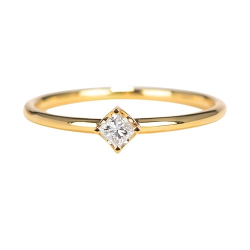 Eheringe Natur, Wedding Ring Gold 18K Größe 63 (20.1) Moissanit Quadratschliff Weiß Personalisiert Für Hochzeit Freundschaftsring Gravur von Wycian