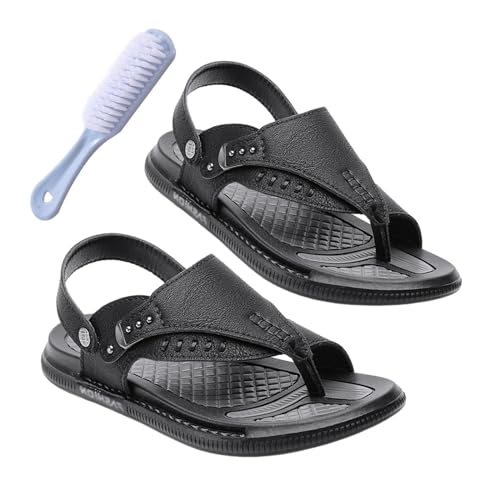 Herren-Zehenkorrektur-Sandale, Herren Plus Size Sommer Soft Slip Clip Toe Bunion Corrector Sandale, Vatertagsgeschenke Für Papa Vom Sohn, Lässige Strand-Flip-Flops Zur Fußkorrektur(Color:A black,Size: von Wygwlg