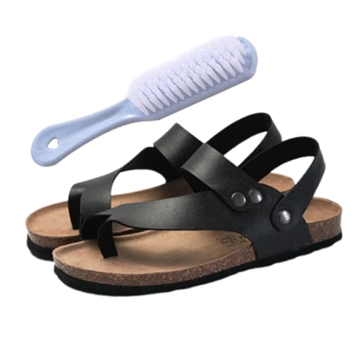 Orthopädische Strandsandalen Für Herren, Männer Sommer Casual Walking Einstellbar Atmungsaktive Bunion Hausschuhe, Strand-Ring-Toe-Walking-orthopädische Flip-Flops, Vatertagsgeschenke(Color:Black,Size von Wygwlg