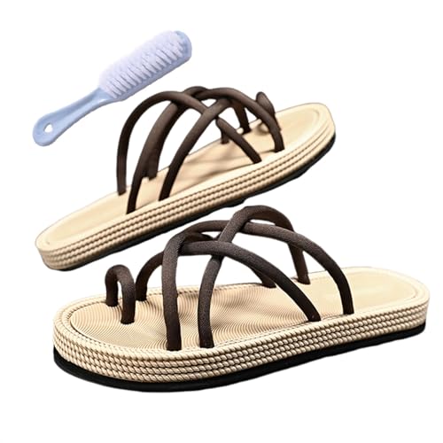 Sommer-Reise-orthopädische Flip-Flops-Männer, Casual Big Toe Fuß Bunion Korrektur Sandale Orthopädische Männer, Papa-Geschenke, Atmungsaktive Hausschuhe, Möglichkeiten Ballenzehen(Color:Brown,Size:42 von Wygwlg