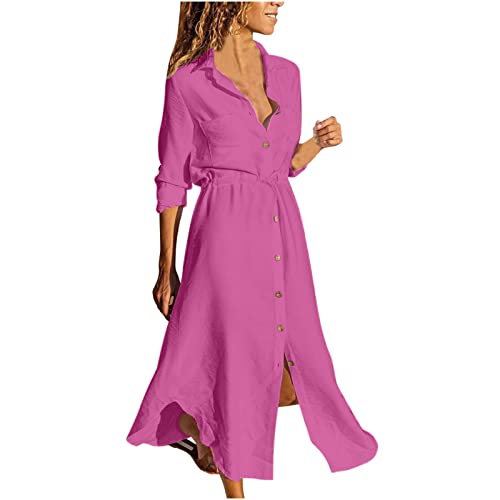 Wyongtao Blusenkleid Damen Leinenkleid Sommer Hemdkleid Lang Sommerkleid Leicht und Luftig Einfarbig Knopfleiste Lange Hemdblusenkleid Kaftan Baggy Cover Up Strandkleid Blusenkleid Frauen Wyongtao Blusenkleid Damen Leinenkleid Sommer Hemdkleid Lang Sommerkleid Leicht und Luftig Einfarbig Knopfleiste Lange Hemdblusenkleid Kaftan Baggy Cover Up Strandkleid Blusenkleid Frauen von Wyongtao