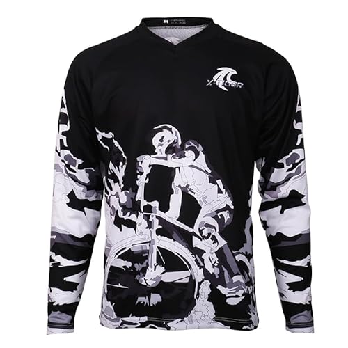 X-TIGER MTB Shirt Langarm Herren Fahrradtrikot Mountainbike Motocross Jersey Trikot Downhill Fahrrad Atmungsaktiv Bequem Weich Radshirt von X-TIGER