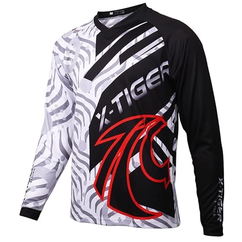 X-TIGER MTB Shirt Langarm Herren Fahrradtrikot Mountainbike Motocross Jersey Trikot Downhill Fahrrad Atmungsaktiv Bequem Weich Radshirt von X-TIGER