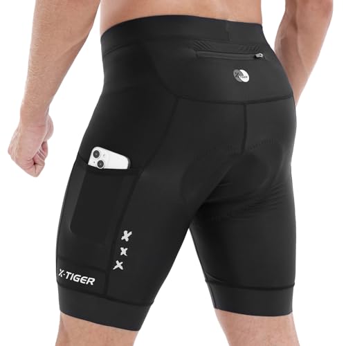 X-TIGER Radlerhose Herren 5D Gepolstert mit 3 Taschen Fahrradhose Herren Radhose Kurz Schnelltrockende Elastische Atmungsaktive von X-TIGER