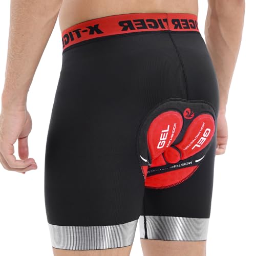 X-TIGER Radunterhose Herren Fahrradhose Herren Radlerhose mit 5D Gepolsterte Fahrradunterhose MTB Unterwäsche Bike Kurze Hosen von X-TIGER