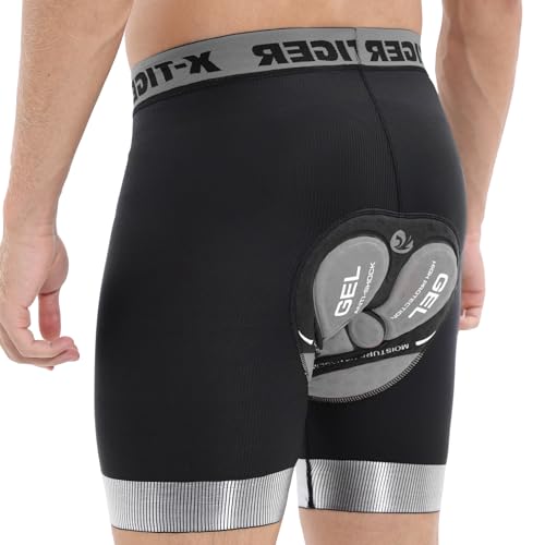 X-TIGER Radunterhose Herren Fahrradhose Herren Radlerhose mit 5D Gepolsterte Fahrradunterhose MTB Unterwäsche Bike Kurze Hosen von X-TIGER