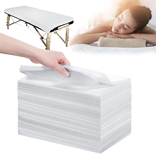 20 Stück Einweg-Vlies-Tischlaken, 78,7 x 180,3 cm, Massage-Spa-Bettlaken, Bettbezug, atmungsaktiv, für Schönheitstattoos, Massage (weiß) von XATUMO